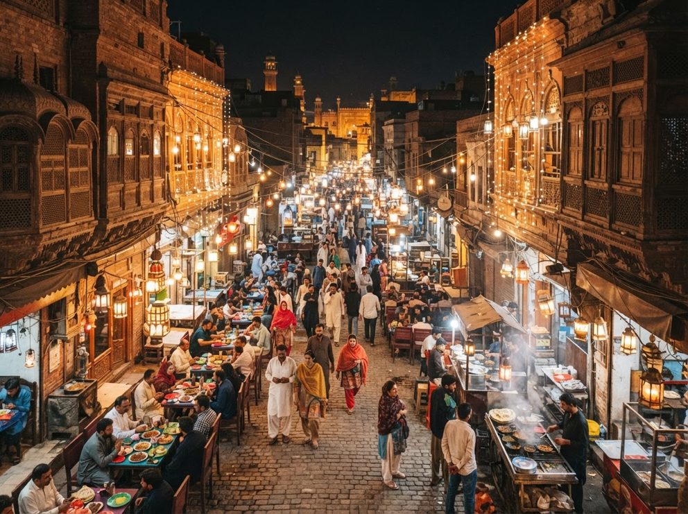 Gawalmandi Food Street, Lahore, in the evening